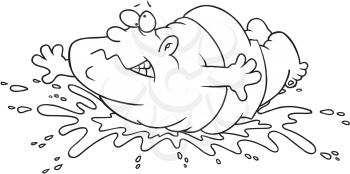Royalty Free Clipart Image of a Man Doing a Belly Flop