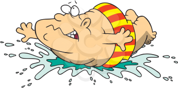 Royalty Free Clipart Image of a Man Doing a Belly Flop