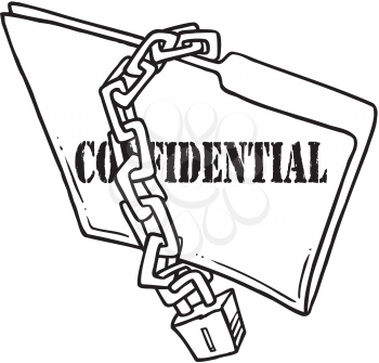 Royalty Free Clipart Image of a Folder With a Chain