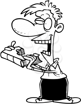 Royalty Free Clipart Image of a Man Eating a Book