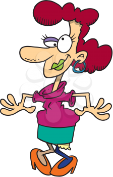 Royalty Free Clipart Image of a Woman Dressed Strangely