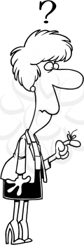 Royalty Free Clipart Image of a Woman With a String Around Her Finger