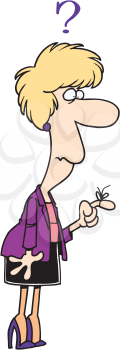 Royalty Free Clipart Image of a Woman With a String Around Her Finger