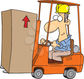 Royalty Free Clipart Image of a Forklift Operator