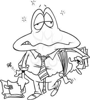 Royalty Free Clipart Image of a Tired Frog Businessman