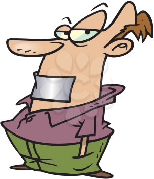 Royalty Free Clipart Image of a Man With His Mouth Taped