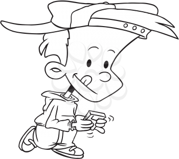 Royalty Free Clipart Image of a Boy With a Game