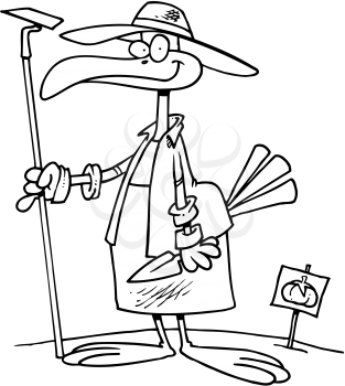 Royalty Free Clipart Image of a Gardening Bird