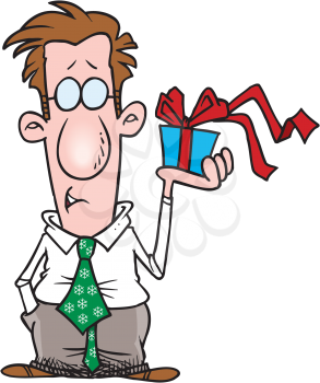 Royalty Free Clipart Image of a Man With a Gift