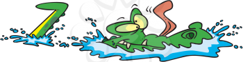 Royalty Free Clipart Image of a Gator in the Water