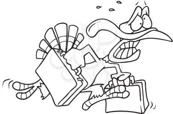 Royalty Free Clipart Image of a Turkey Running