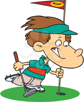 Royalty Free Clipart Image of a Young Golfer