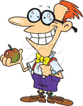 Royalty Free Clipart Image of a Man With an Apple
