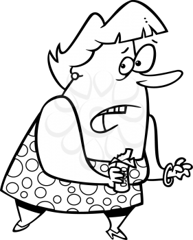 Royalty Free Clipart Image of a Fat Woman Cheating on a Diet