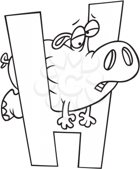 Royalty Free Clipart Image of a Hippo on an H