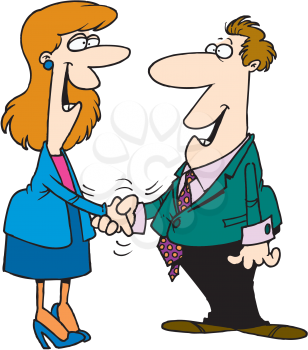 Royalty Free Clipart Image of a Couple Meeting