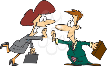 Royalty Free Clipart Image of Two Businesspeople High Fiving
