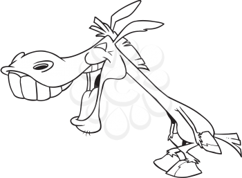 Royalty Free Clipart Image of a Laughing Donkey