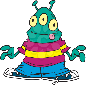 Royalty Free Clipart Image of a Hip-Hop Alien