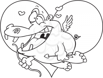 Royalty Free Clipart Image of a Hippo Cupid