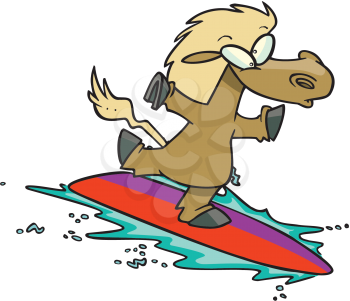 Royalty Free Clipart Image of a Surfing Horse
