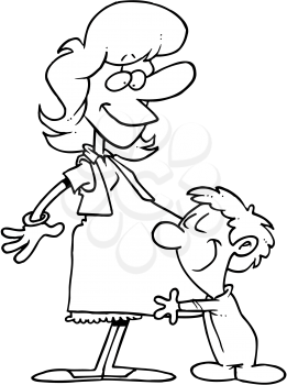 Royalty Free Clipart Image of a Boy Hugging His Expectant Mother