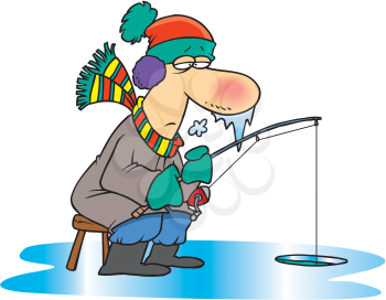 Royalty Free Clipart Image of a Man Ice Fishing