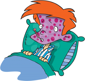Royalty Free Clipart Image of a Boy With Measles