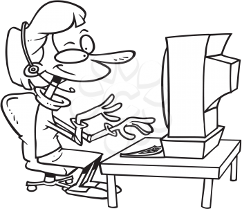 Royalty Free Clipart Image of a Woman at a Computer