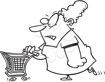 Royalty Free Clipart Image of a Serious Woman Shopping