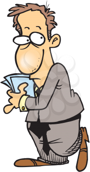 Royalty Free Clipart Image of a Businessman Looking Shy