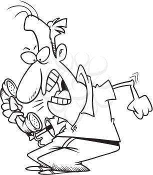 Royalty Free Clipart Image of an Angry Man on the Telephone