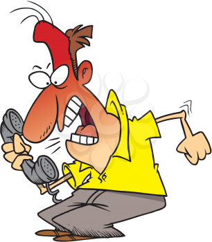 Royalty Free Clipart Image of an Angry Man on the Phone