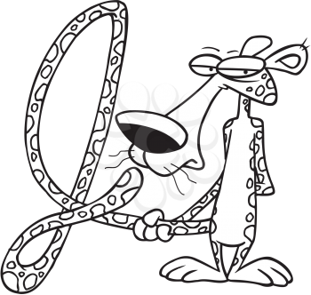 Royalty Free Clipart Image of a Jaguar Making a J With His Tail