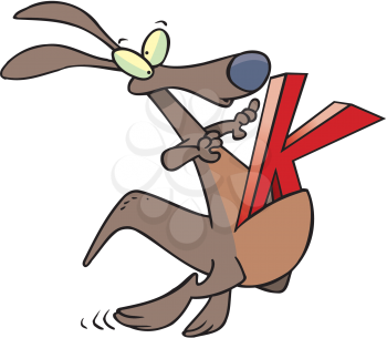 Royalty Free Clipart Image of a Kangaroo With a K