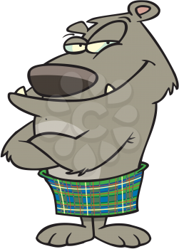Royalty Free Clipart Image of a Bear in a Kilt