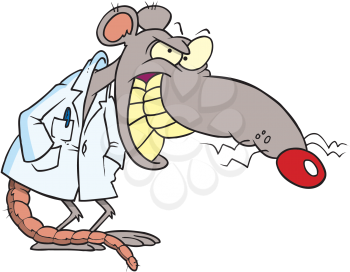 Royalty Free Clipart Image of a Rat in a Lab Coat