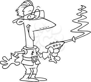 Royalty Free Clipart Image of a Guy With a Laser Gun