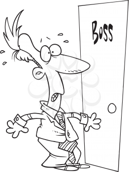 Royalty Free Clipart Image of a Man Outside the Boss's Door