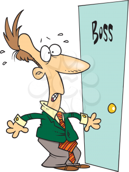 Royalty Free Clipart Image of a Man Outside the Boss's Door