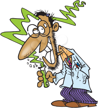 Royalty Free Clipart Image of a Mad Scientist