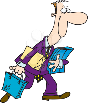 Royalty Free Clipart Image of a Man With Packages and Bags