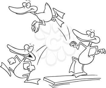 Royalty Free Clipart Image of Diving Ducks