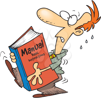 Royalty Free Clipart Image of a Man With a Big Manual