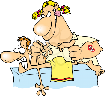 Royalty Free Clipart Image of a Man Getting a Rough Massage
