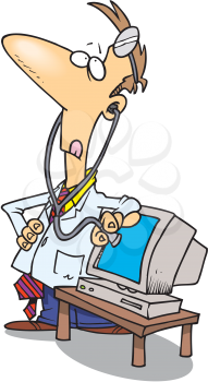 Royalty Free Clipart Image of a Computer Doctor