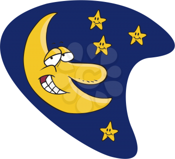 Royalty Free Clipart Image of the Moon and Stars