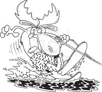 Royalty Free Clipart Image of a Waterskiing Moose