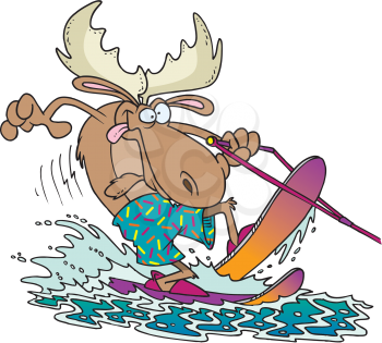 Royalty Free Clipart Image of a Waterskiing Moose