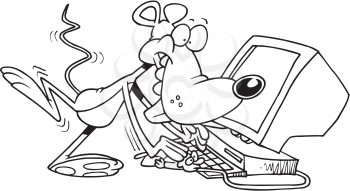 Royalty Free Clipart Image of a Mouse at a Computer